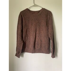 Abercrombie & Fitch Soft A&F Collection Womens XS Crew Neck Micro Cheetah Print